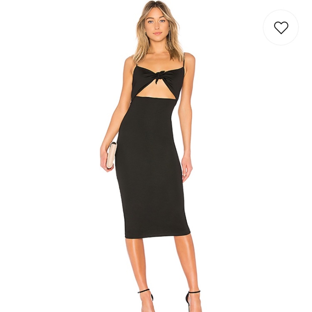Privacy Please Revolve fitted black Midi dress